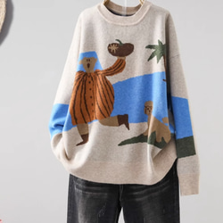 【秋冬の新作】 全6色  ニットセーター カジュアル ゆったり トップス レディース 1枚目の画像