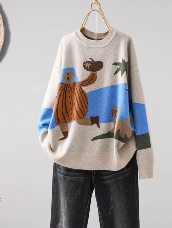 【秋冬の新作】 全6色  ニットセーター カジュアル ゆったり トップス レディース 1枚目の画像