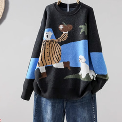 【秋冬の新作】 全6色  ニットセーター カジュアル ゆったり トップス レディース 3枚目の画像