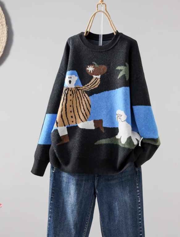 【秋冬の新作】 全6色  ニットセーター カジュアル ゆったり トップス レディース 3枚目の画像