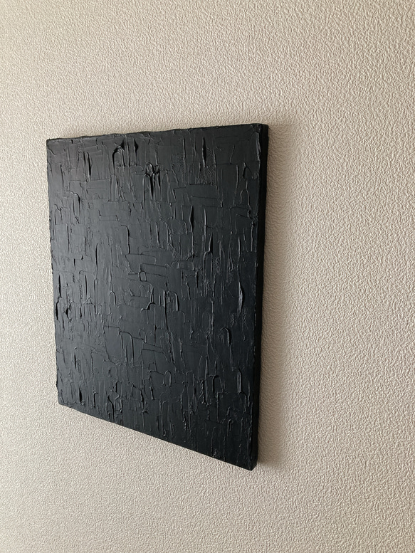 抽象画 テクスチャーアート  パネル インテリア ミニマリズム 絵画 ブラック 現代アート モダン 1枚目の画像