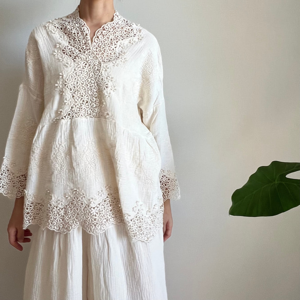 GAIJIN MADE お花刺繍ガーゼブラウス コットンガーゼ)レース刺繍ブラウス ブラウス Ito-hari 通販