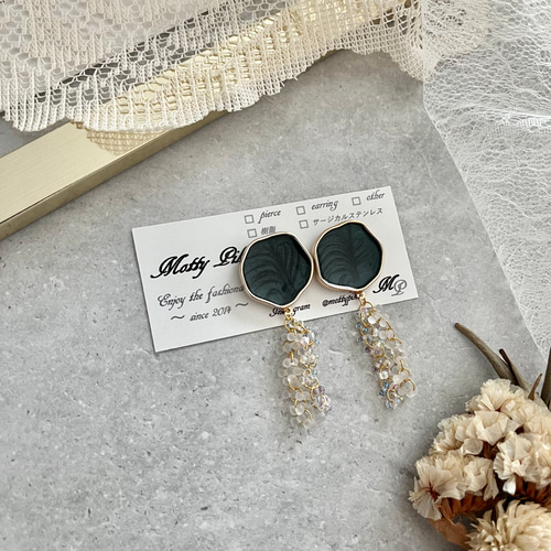 大人カボション×ファルファーレ＊イヤークリップorピアス イヤリング