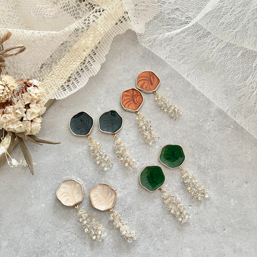 大人カボション×ファルファーレ＊イヤークリップorピアス イヤリング