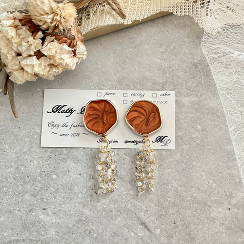 大人カボション×ファルファーレ＊イヤークリップorピアス イヤリング