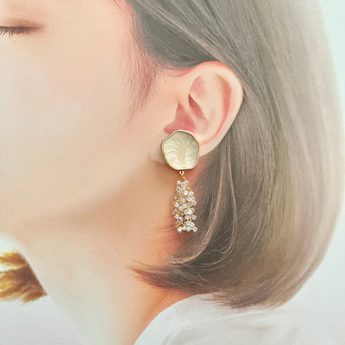 大人カボション×ファルファーレ＊イヤークリップorピアス イヤリング