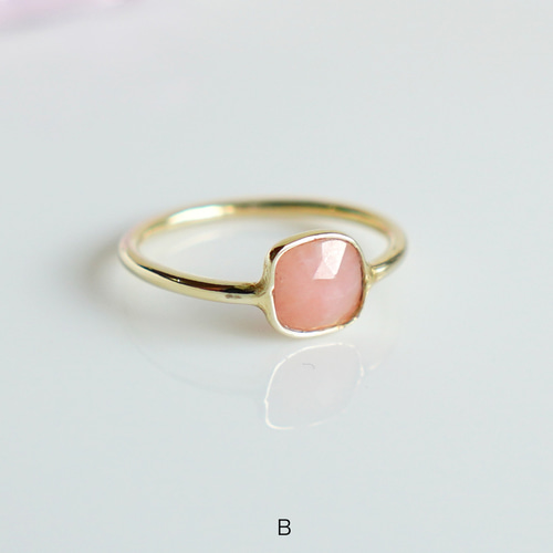 ピンクマーブル珊瑚の指輪♡リング18K 受注生産 できます！K18 ピンク珊瑚 オーバルリング : ユキコ オオクラ
