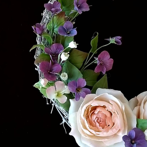ハンドメイド／薔薇雑貨／バラのリース／クレイフラワー
