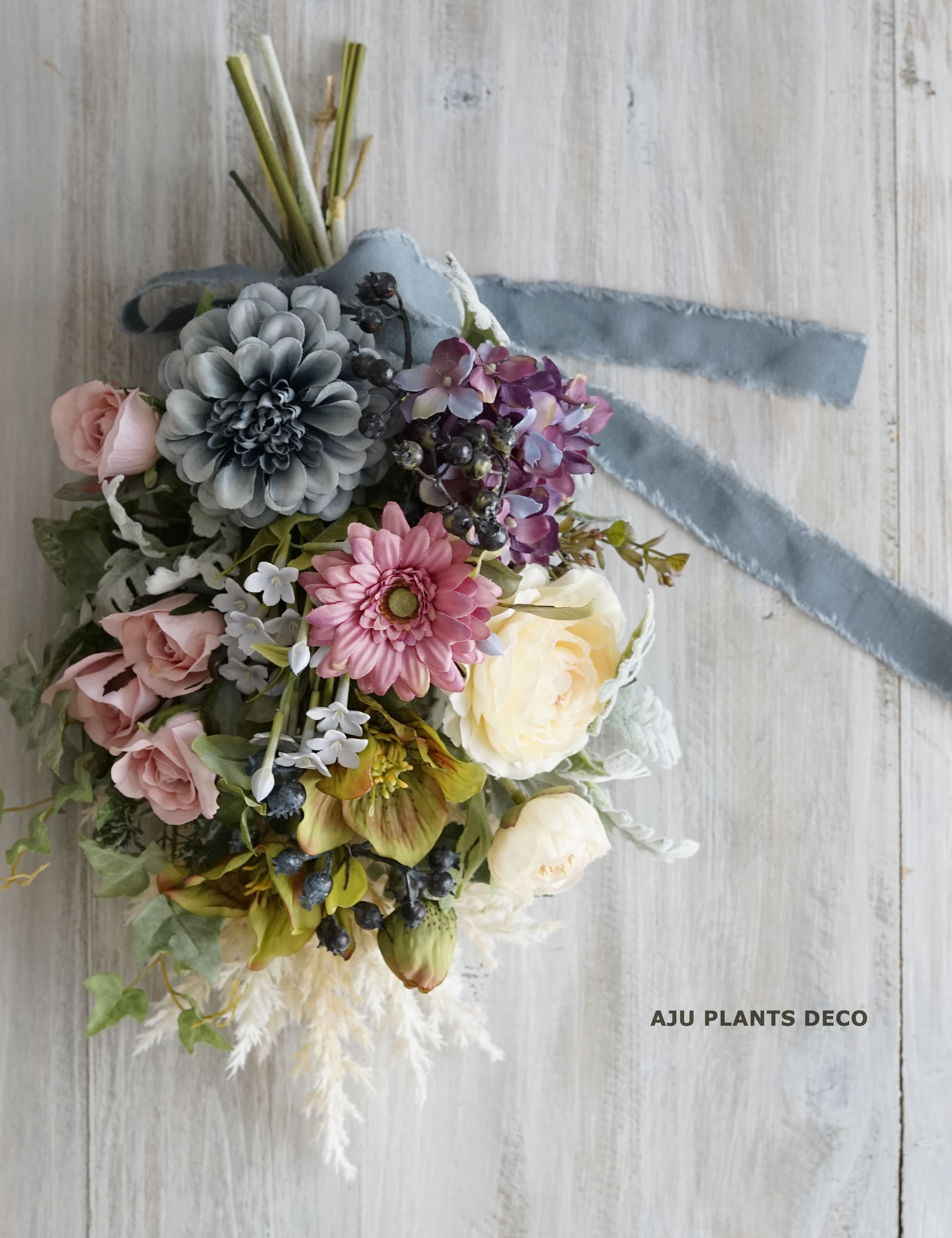 感謝価格】ドライフラワースワッグパープル系