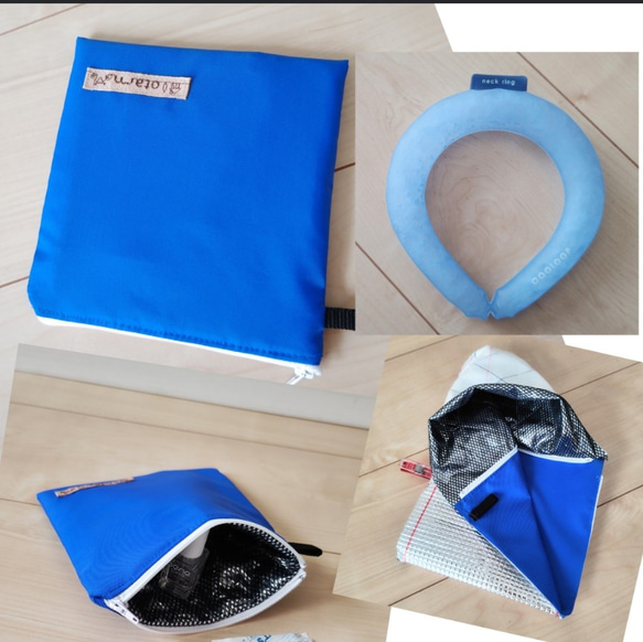 【子供Ｓサイズ用】アイスリングポーチ・アイスリングケース(黄色・ナイロン撥水布・16×16㎝）保冷バッグ・保温バッグ 2枚目の画像