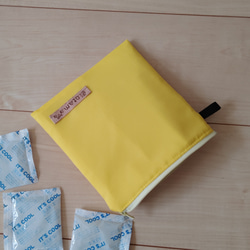 【子供Ｓサイズ用】アイスリングポーチ・アイスリングケース(黄色・ナイロン撥水布・16×16㎝）保冷バッグ・保温バッグ 9枚目の画像