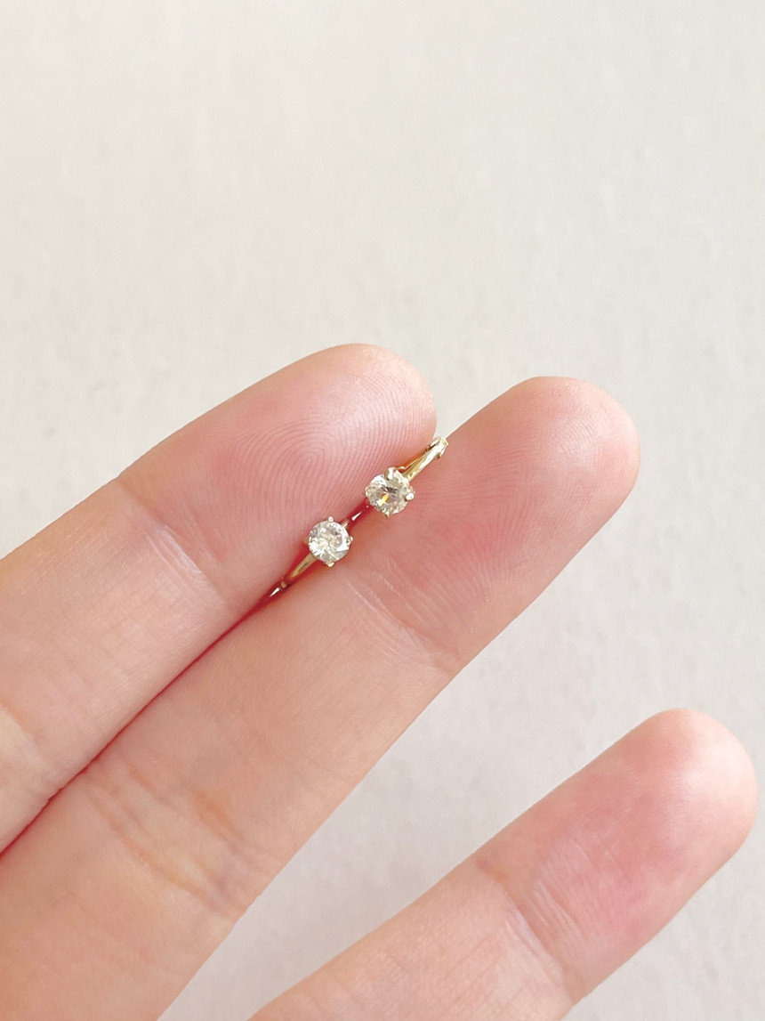 14K金 ゴールド 耳 鼻 軟骨 3mm Czヘリックス トラガス メンズ レディース フープ ピアス リング イヤリン