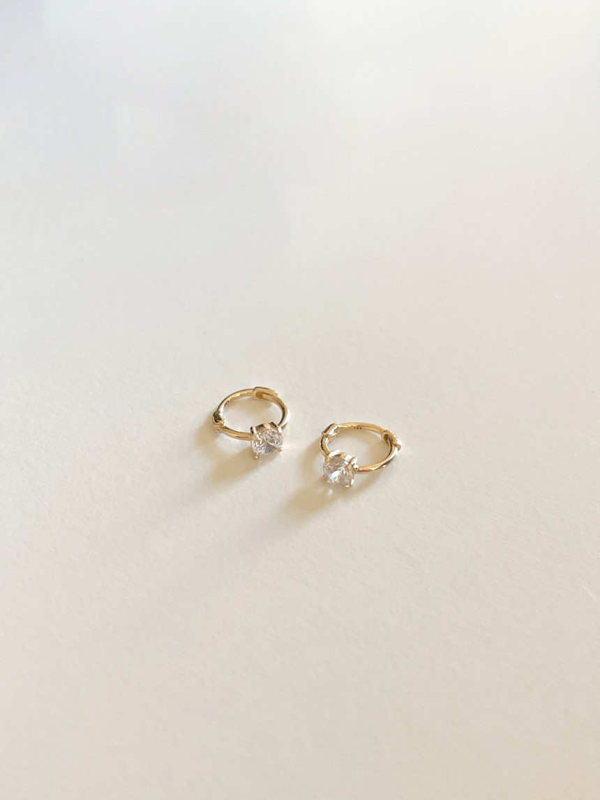 14K金 ゴールド 耳 鼻 軟骨 3mm Czヘリックス トラガス メンズ レディース フープ ピアス リング イヤリン