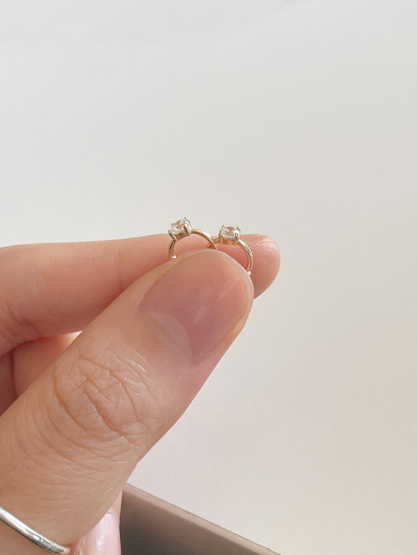 14K金 ゴールド 耳 鼻 軟骨 3mm Czヘリックス トラガス メンズ レディース フープ ピアス リング イヤリン