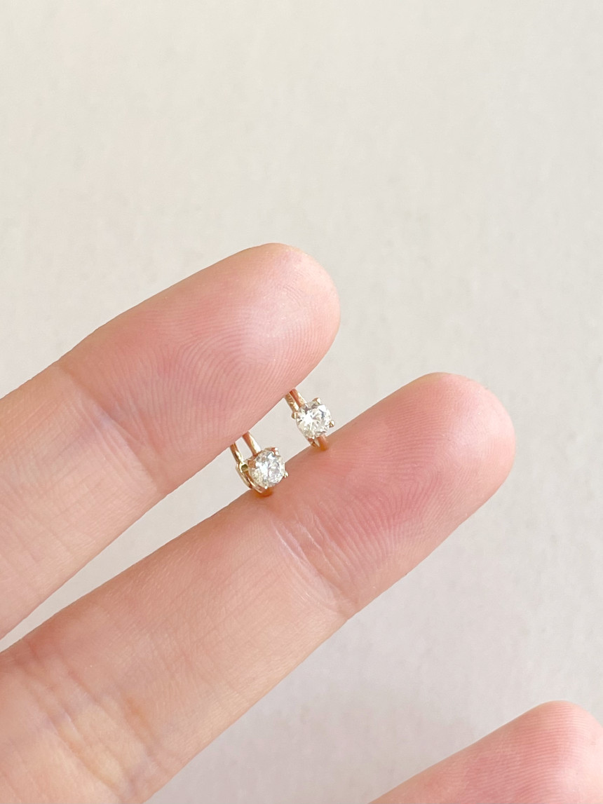 14K金 ゴールド 耳 鼻 軟骨 3mm Czヘリックス トラガス メンズ レディース フープ ピアス リング イヤリン