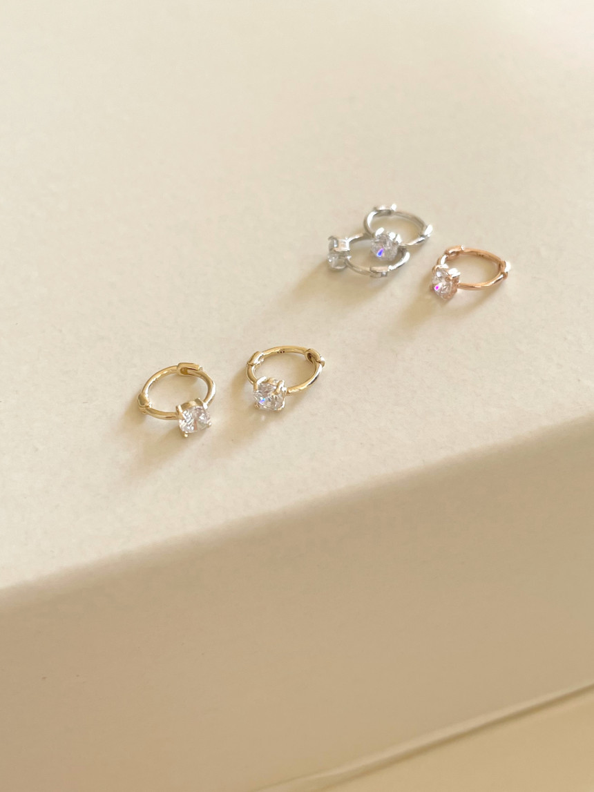 14K金 ゴールド 耳 鼻 軟骨 3mm Czヘリックス トラガス メンズ レディース フープ ピアス リング イヤリン