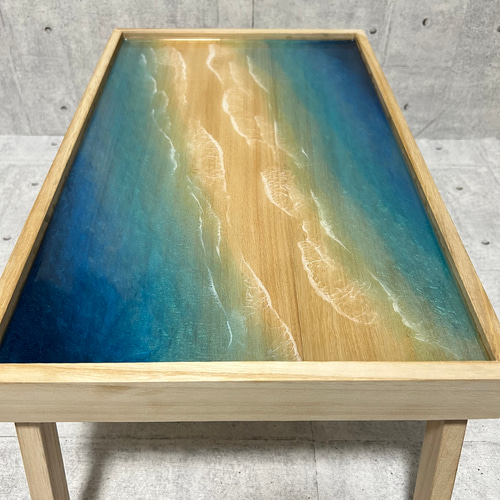 レジンテーブル 折り畳みテーブル レジンアート 海アート テーブル 壁掛け-