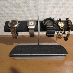 腕時計スタンド　ブラック楕円パイプ腕時計スタンドロングハーフパイプトレイ　ak-design　171220 3枚目の画像