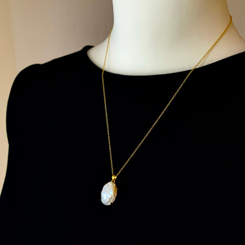 彫刻入り マザーオブパール シルバー925 ネックレス 50cm ネックレス