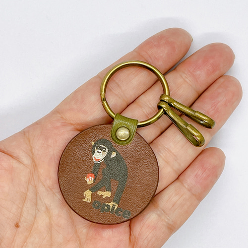 ミニキーホルダー 猿 サル monkey 栃木レザー 東欧 キーリング