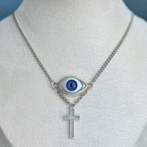 魔眼 クロス レッド ハンドメイド ネックレス ハロウィン コスプレ