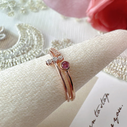 [2点セット割引❣︎]スティックCZリング&ピンクパープルCZリングセットで割引中♪♪ 1枚目の画像