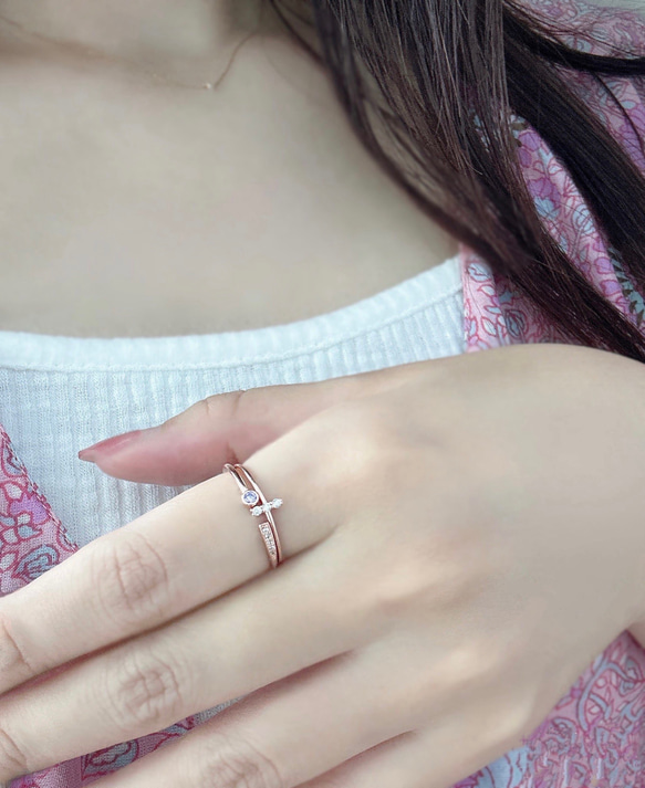 [2点セット割引❣︎]スティックCZリング&ピンクパープルCZリングセットで割引中♪♪ 13枚目の画像