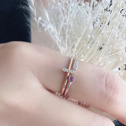 [2点セット割引❣︎]スティックCZリング&ピンクパープルCZリングセットで割引中♪♪ 12枚目の画像