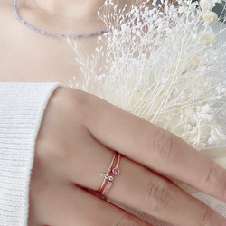 [2点セット割引❣︎]スティックCZリング&ピンクパープルCZリングセットで割引中♪♪ 7枚目の画像