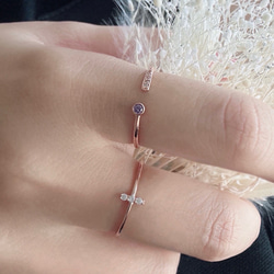 [2点セット割引❣︎]スティックCZリング&ピンクパープルCZリングセットで割引中♪♪ 6枚目の画像