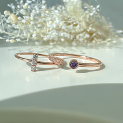 [2点セット割引❣︎]スティックCZリング&ピンクパープルCZリングセットで割引中♪♪ 14枚目の画像