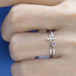 [2点セット割引❣︎]スティックCZリング&ピンクパープルCZリングセットで割引中♪♪ 20枚目の画像