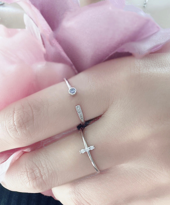 [2点セット割引❣︎]スティックCZリング&ピンクパープルCZリングセットで割引中♪♪ 17枚目の画像