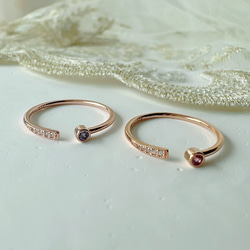 [2点セット割引❣︎]スティックCZリング&ピンクパープルCZリングセットで割引中♪♪ 18枚目の画像