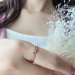 [2点セット割引❣︎]スティックCZリング&ピンクパープルCZリングセットで割引中♪♪ 9枚目の画像