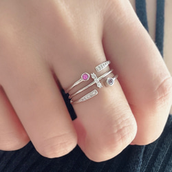 [2点セット割引❣︎]スティックCZリング&ピンクパープルCZリングセットで割引中♪♪ 15枚目の画像