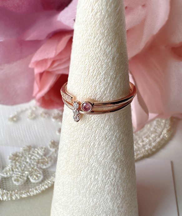 [2点セット割引❣︎]スティックCZリング&ピンクパープルCZリングセットで割引中♪♪ 11枚目の画像