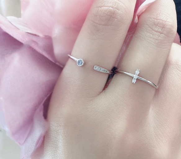 [2点セット割引❣︎]スティックCZリング&ピンクパープルCZリングセットで割引中♪♪ 10枚目の画像