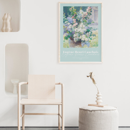 額付きヴィンテージポスター パステルローズ パステルピンク 花 ポスター Flower Garden アンティーク