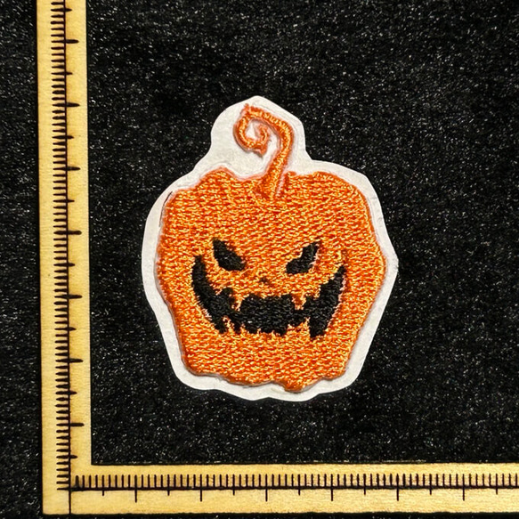 ★刺繍シール／ステッカー★　ハロウィン　ジャック・オ・ランタン　カボチャ 2枚目の画像