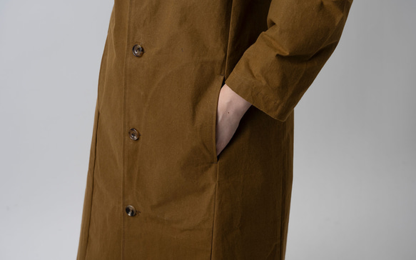 [補貨] yohaku 淺黃色布料長夾克卡其棕色 | 男女皆宜 2 種尺寸 第10張的照片