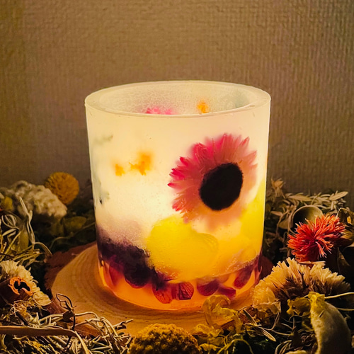 ボタニカルキャンドルホルダー＊autumn/蜜蝋ティーカップ