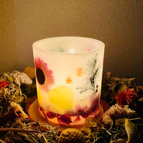 ボタニカルキャンドルホルダー＊autumn/蜜蝋ティーカップ