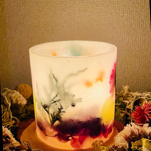 ボタニカルキャンドルホルダー＊autumn/蜜蝋ティーカップキャンドル