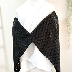 襦袢　替袖　替え袖　サークルコットンレース　ブラック 1枚目の画像