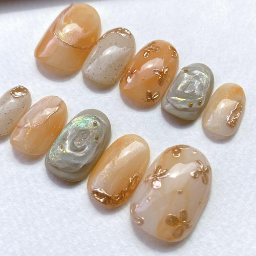 ネイルチップ キンモクセイ×つや ニュアンスネイル ネイルチップ（つけ