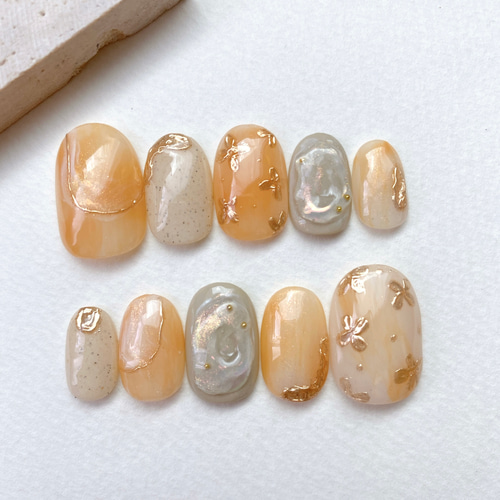 ネイルチップ キンモクセイ×つや ニュアンスネイル ネイルチップ（つけ