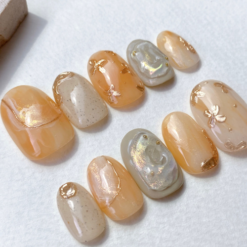 ネイルチップ キンモクセイ×つや ニュアンスネイル ネイルチップ（つけ