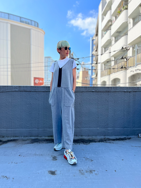 ユニセックス 大島紬パッチワーク サロペット 紬パッチワーク 着物