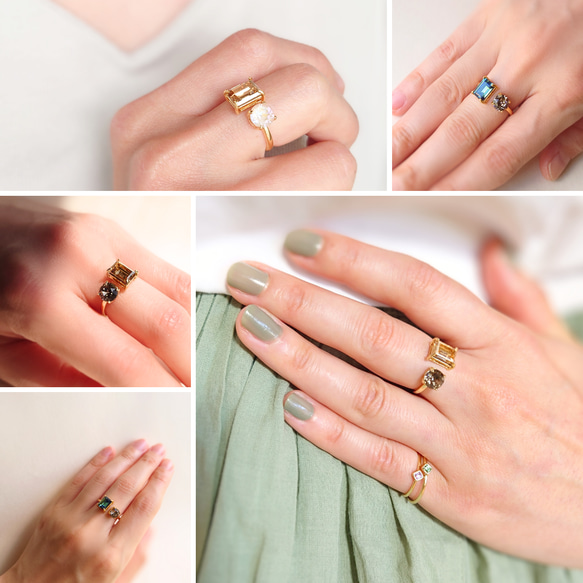 【サイズ調整可能／リング】フォークリング 指輪 大人カラー ニッケルフリー ゴールド エリナイト リネンイグナイト 8枚目の画像